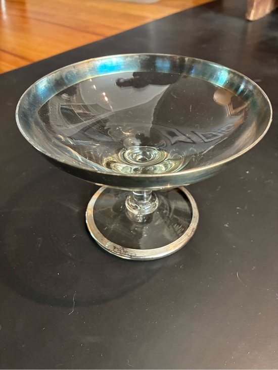 Dorothy Thorpe Other - Dorothy THORPEVintage Clear Glass Compote Pedestal Footed Bowl W/ Silver Rim
